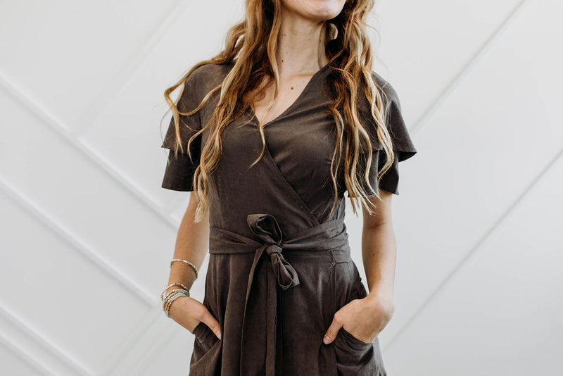 Charcoal Wrap Dress - Sparrow Noir