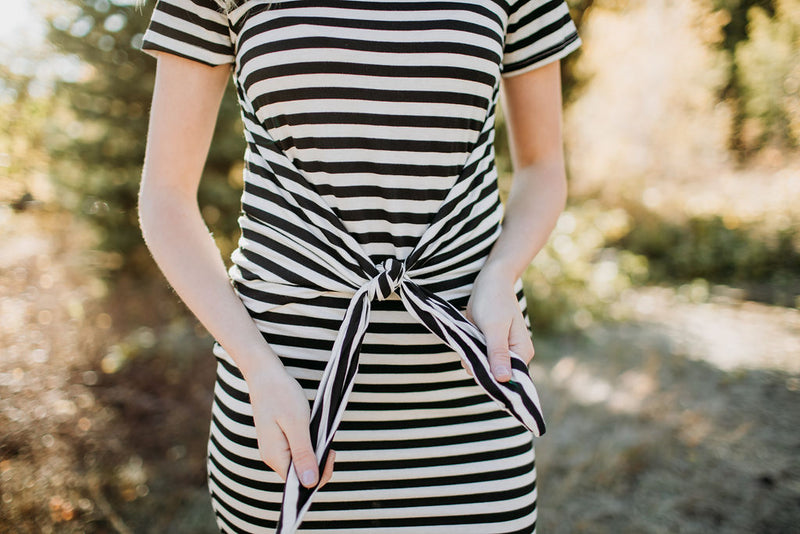 Landry Striped Tie Front Dress - Sparrow Noir